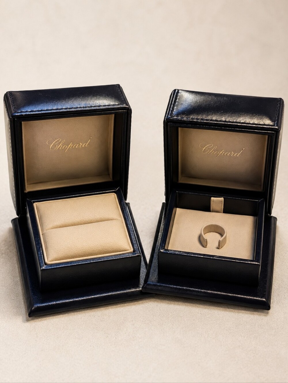 Chopard Luxury Leather Ring Jewelry Box Case Empty Replacement Presentation Navy